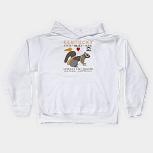 Kentucky - American Grey Squirrel - State, Heart, Home - State Symbols Kids Hoodie